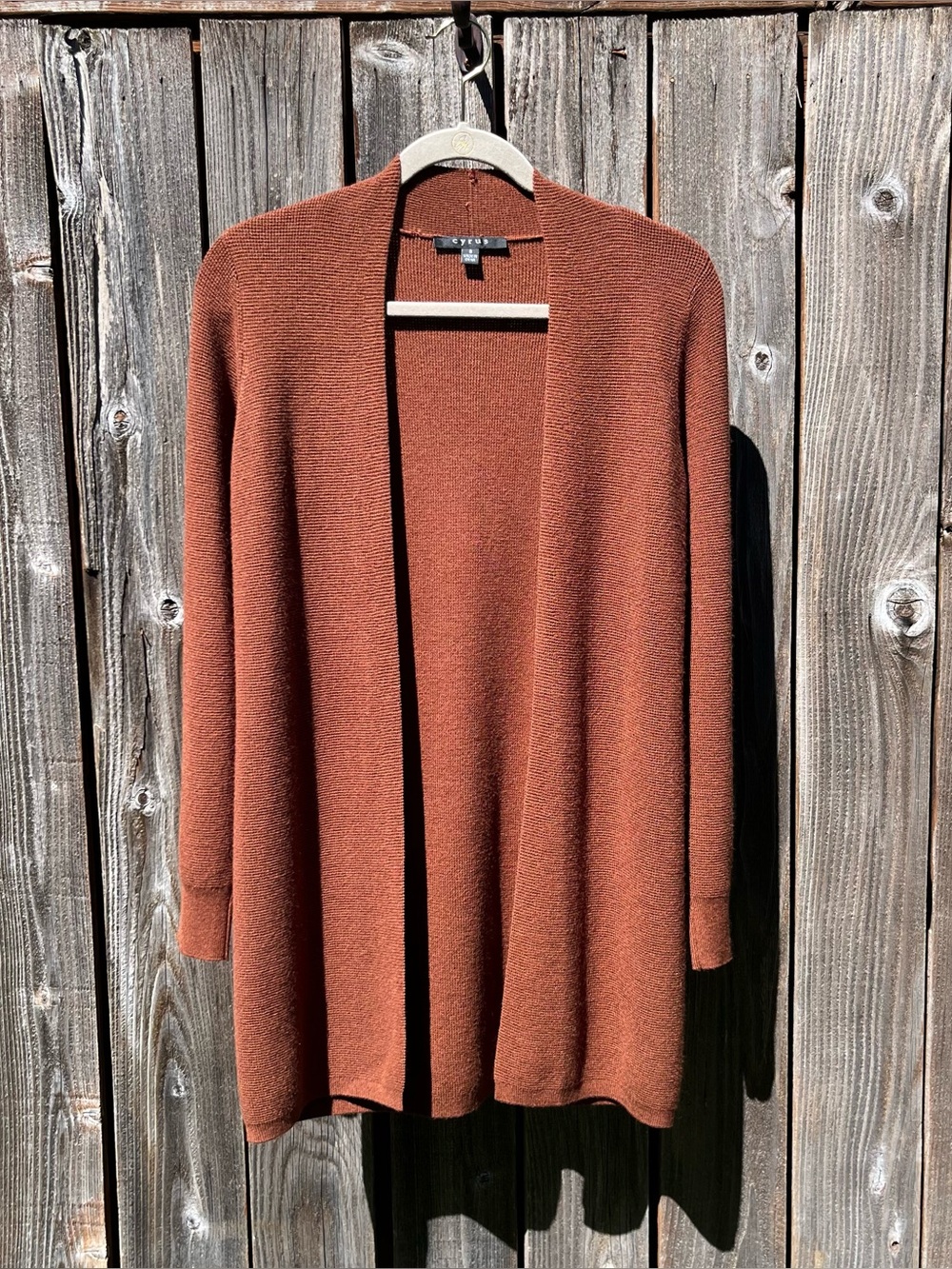 Cyrus brown open cardigan duster size small